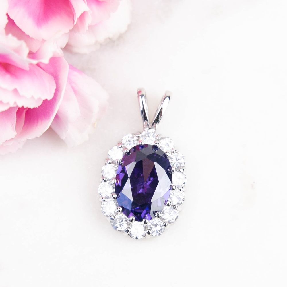 Large Cubic Zirconia Pendant | Purple